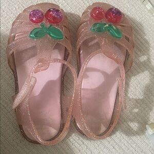 Pink Glitter Sandals with Cherry Design